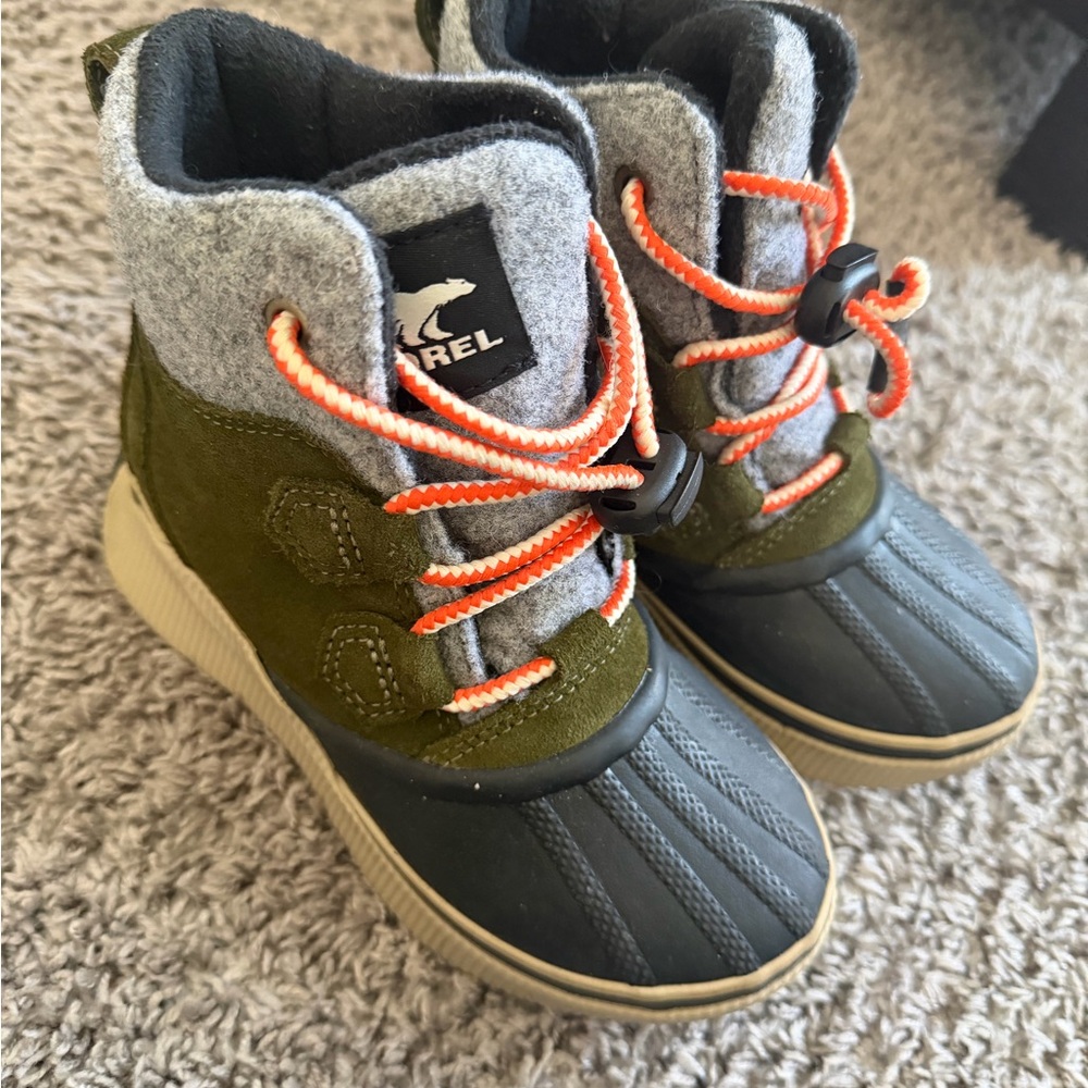 Sorel Kids' Olive and Charcoal Boots